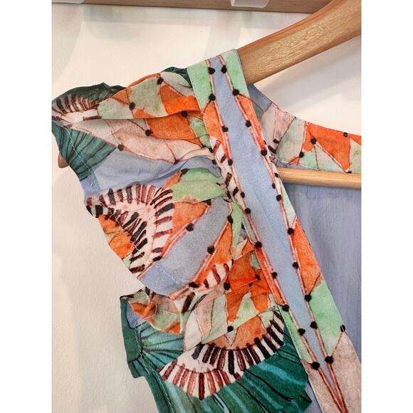 Beautiful! OLIPHANT Women's Large Maxi Dress V Neck Sleeveless Ruffles - Picture 5 of 11